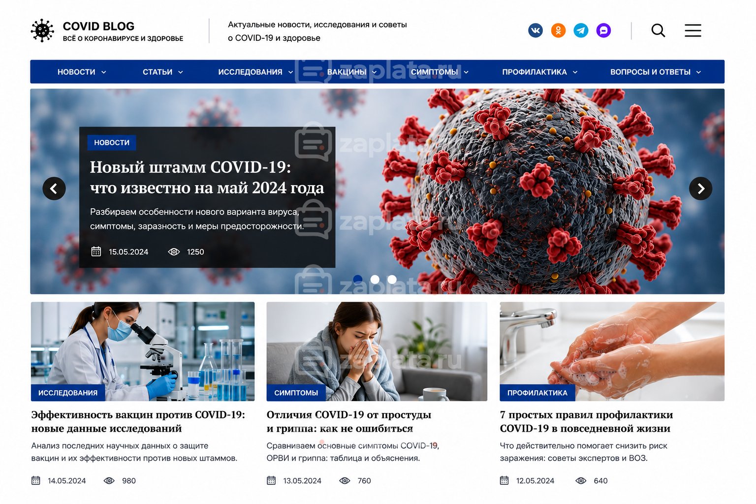 Блог про коронавирусную инфекцию готовый