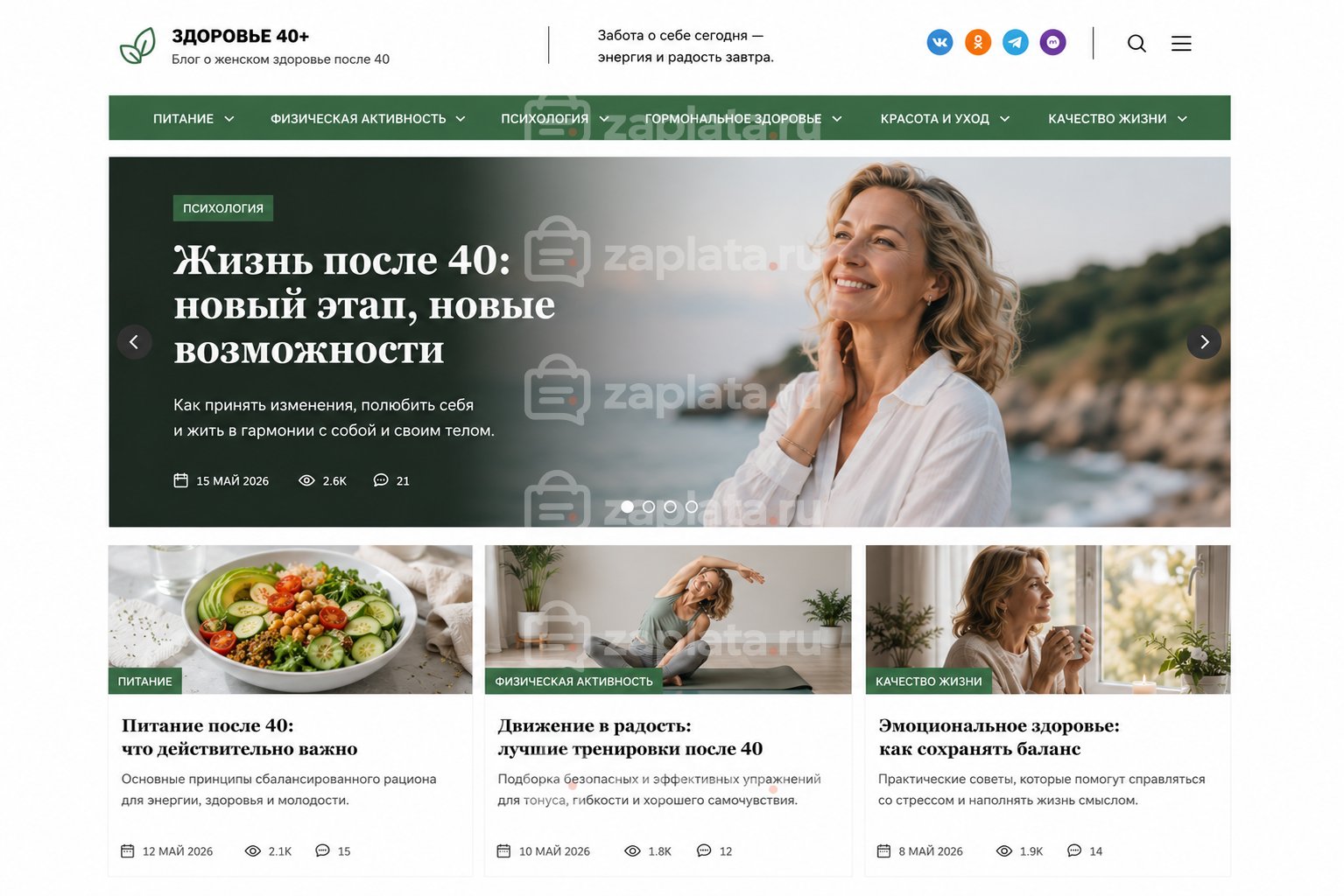 Блог о женском здоровье 40+ готовый
