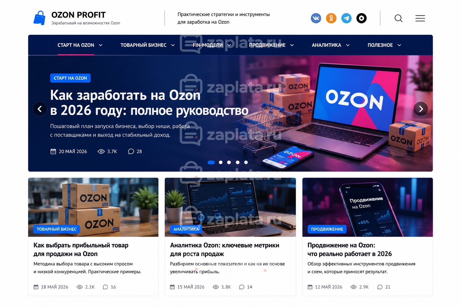 Блог о заработке на Ozon готовый
