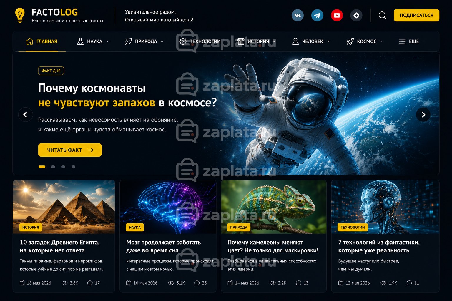 Блог об интересных фактах готовый