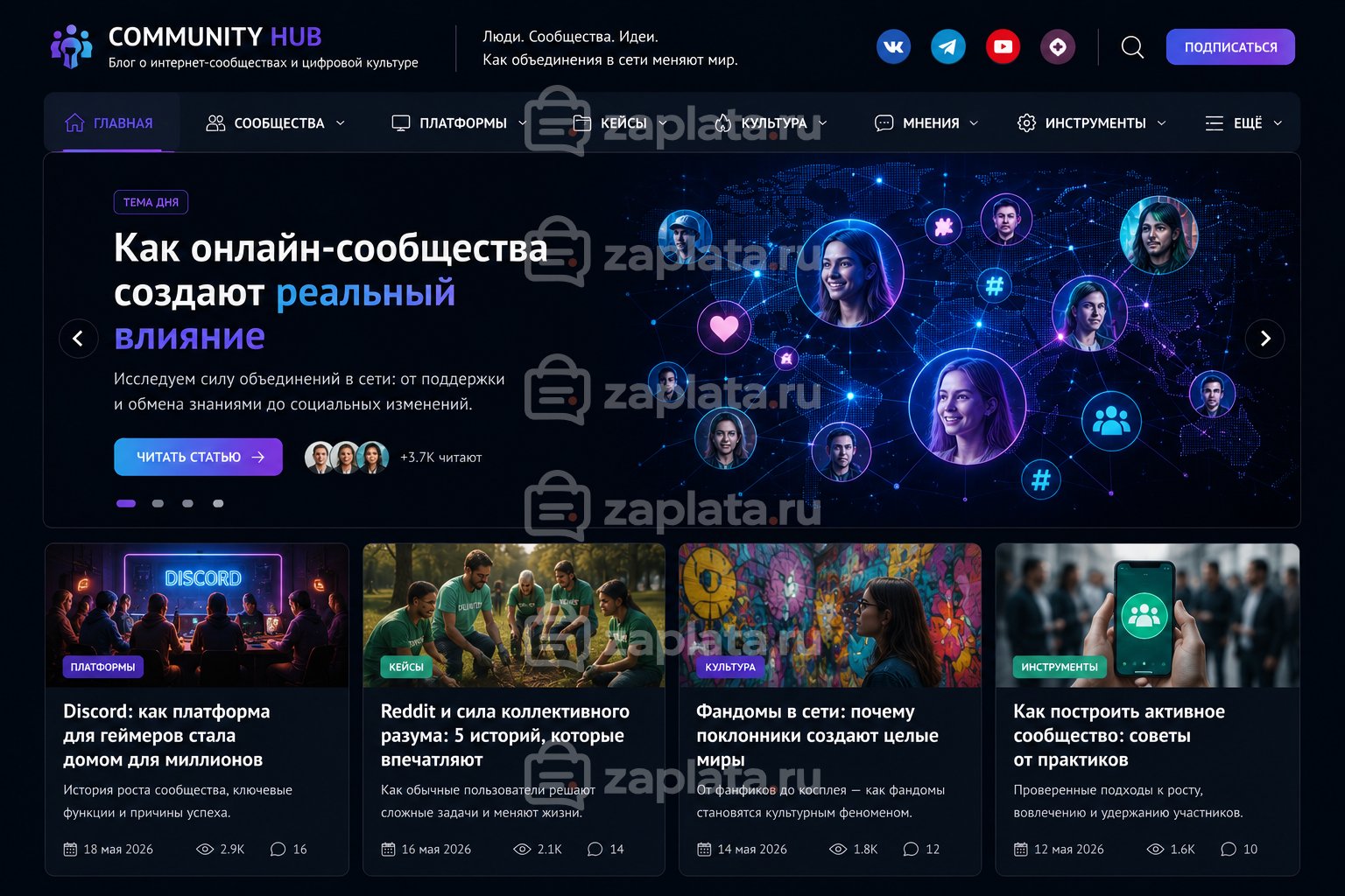 Блог об интернет-сообществах готовый