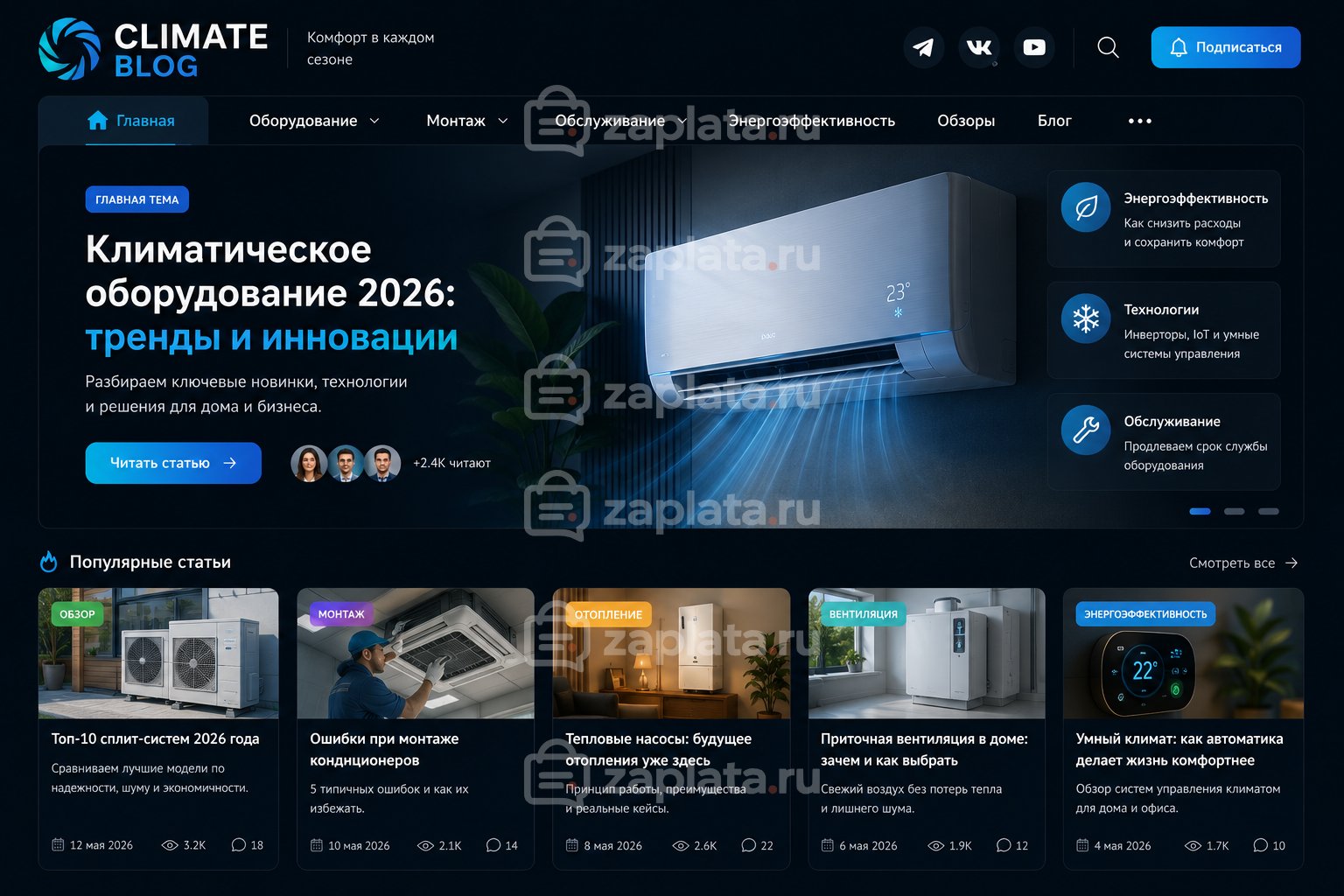 Блог о климатическом оборудовании готовый