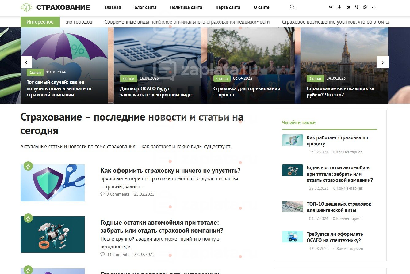 2 Блог по страхованию Автонаполняемый с доменом
