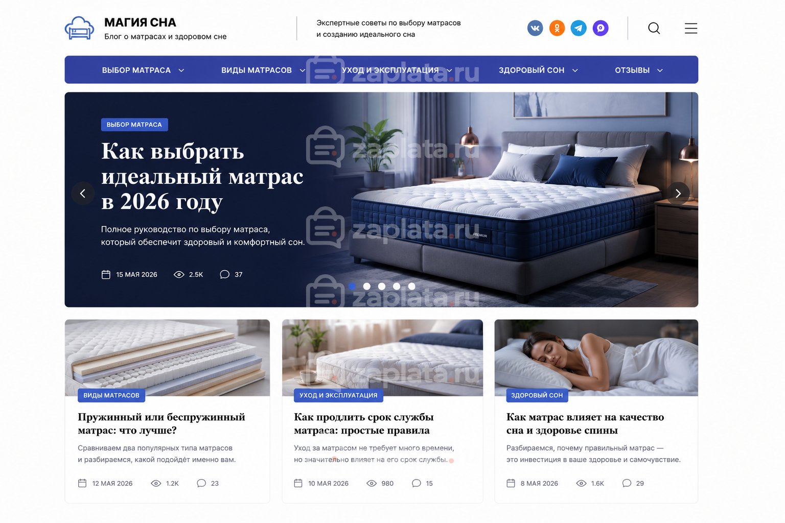 Блог о матрасах готовый