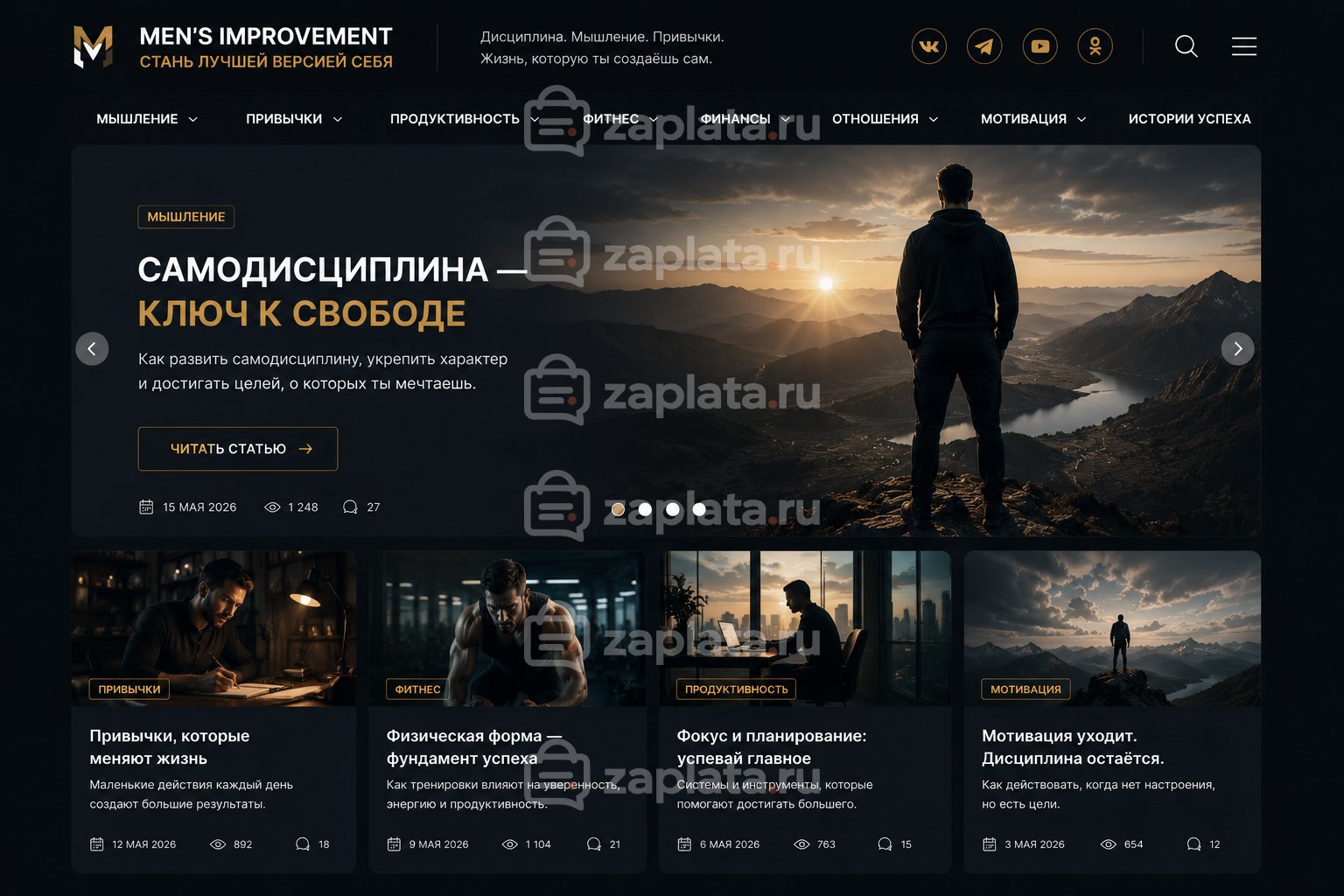 Блог о мужском self-improvement готовый
