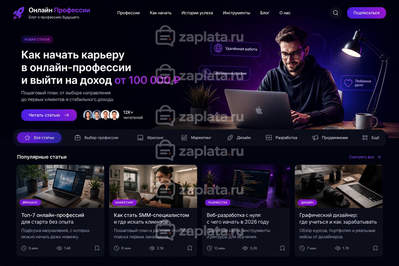 Блог об онлайн профессиях готовый