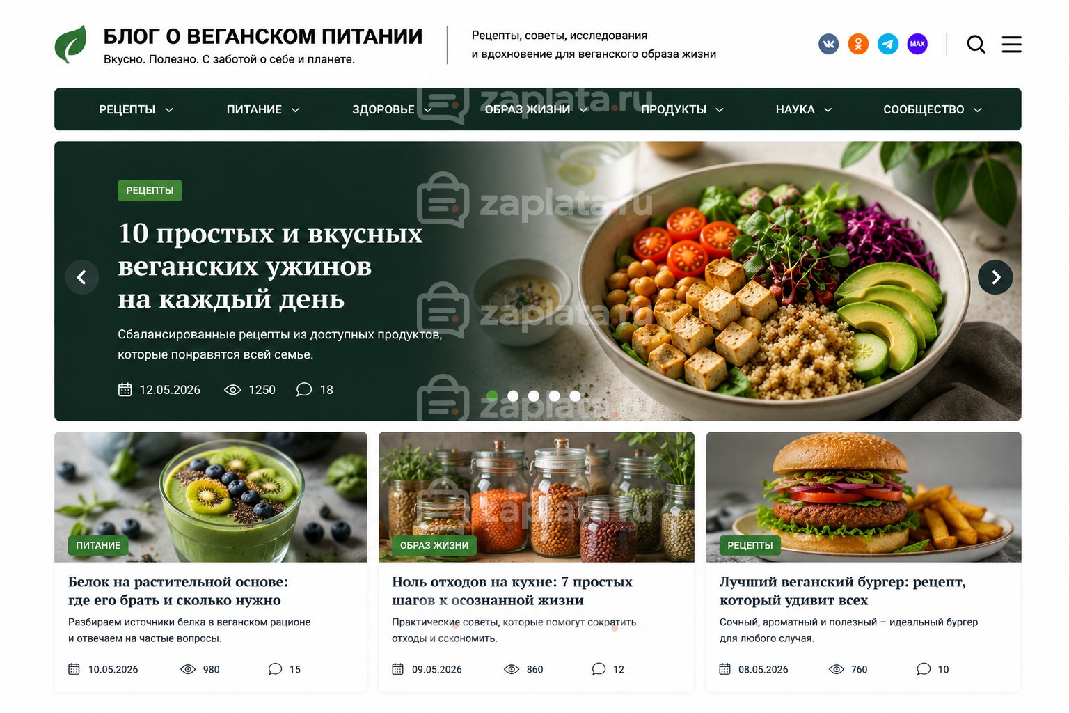 Блог о веганском питании готовый