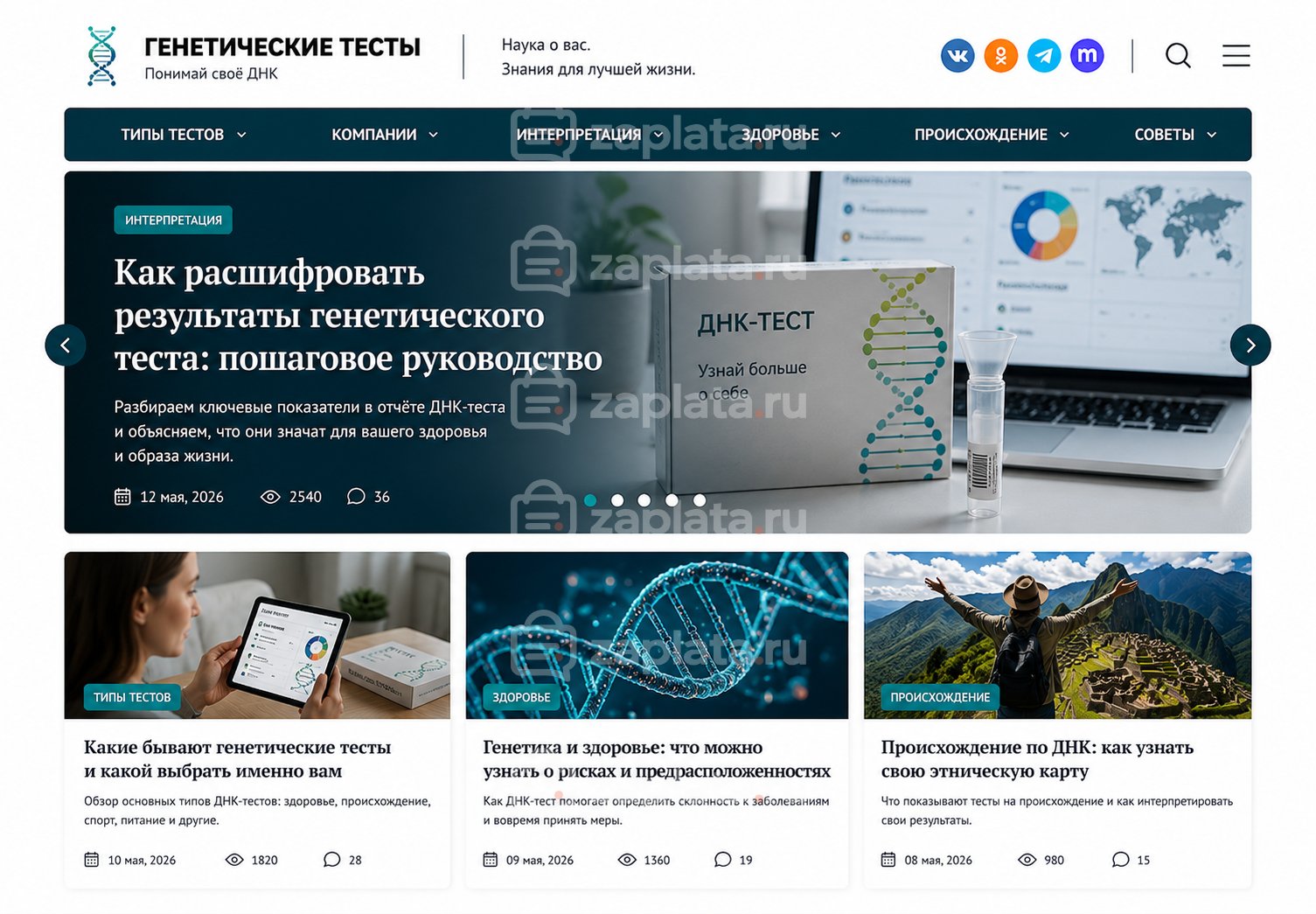 Блог о генетических тестах готовый