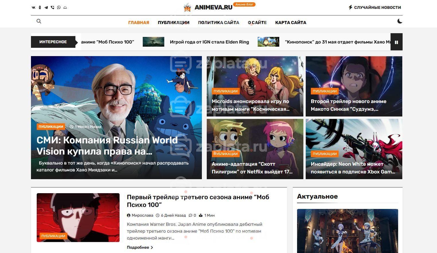 Блог по Аниме – Автонаполняемый с доменом