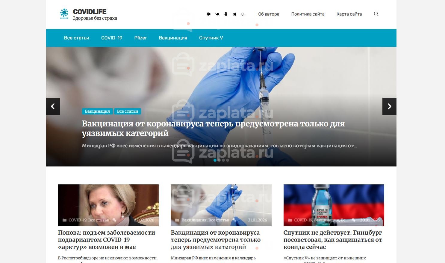 Блог про Ковид – Автонаполняемый с доменом