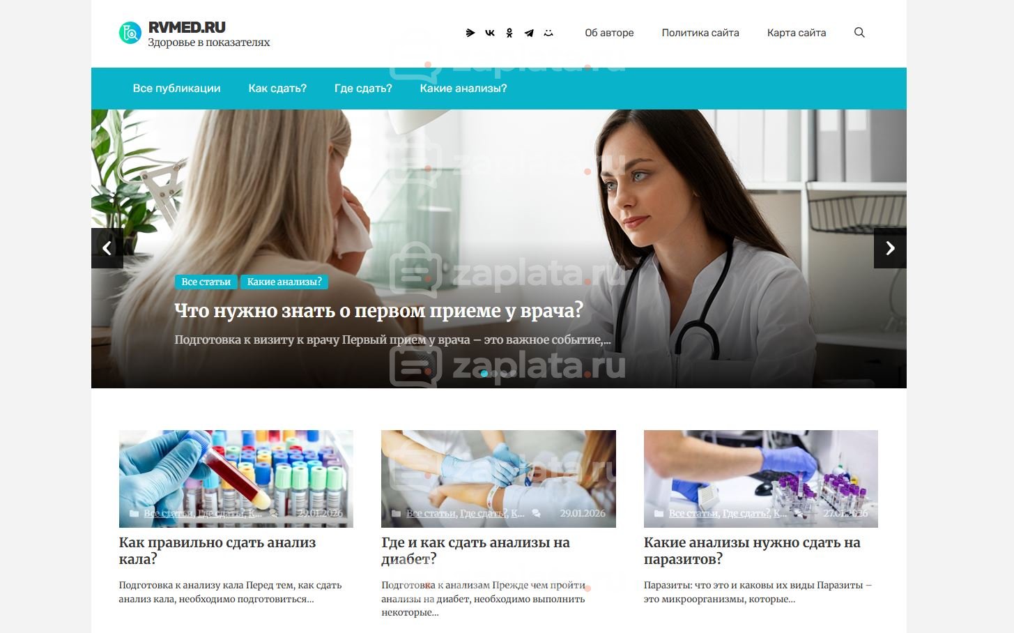 Блог про медицинские анализы – Автонаполняемый с доменом