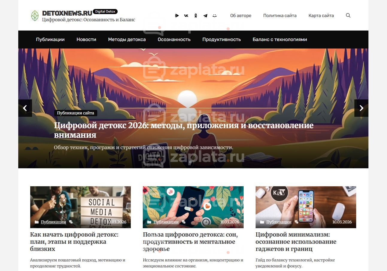 Блог о цифровом детоксе – Автонаполняемый