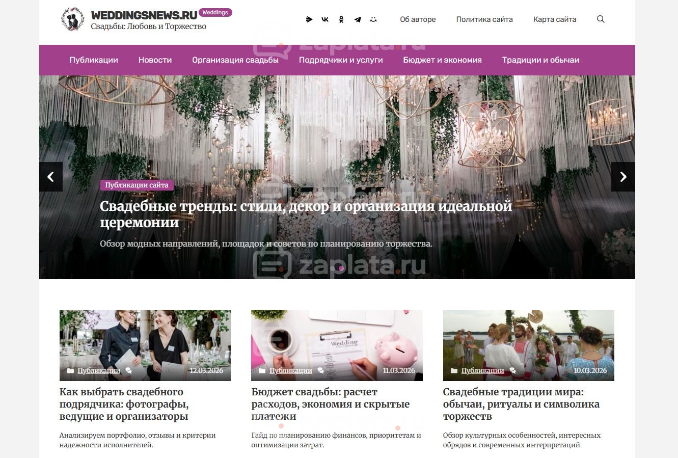 Блог о свадьбах – Автонаполняемый