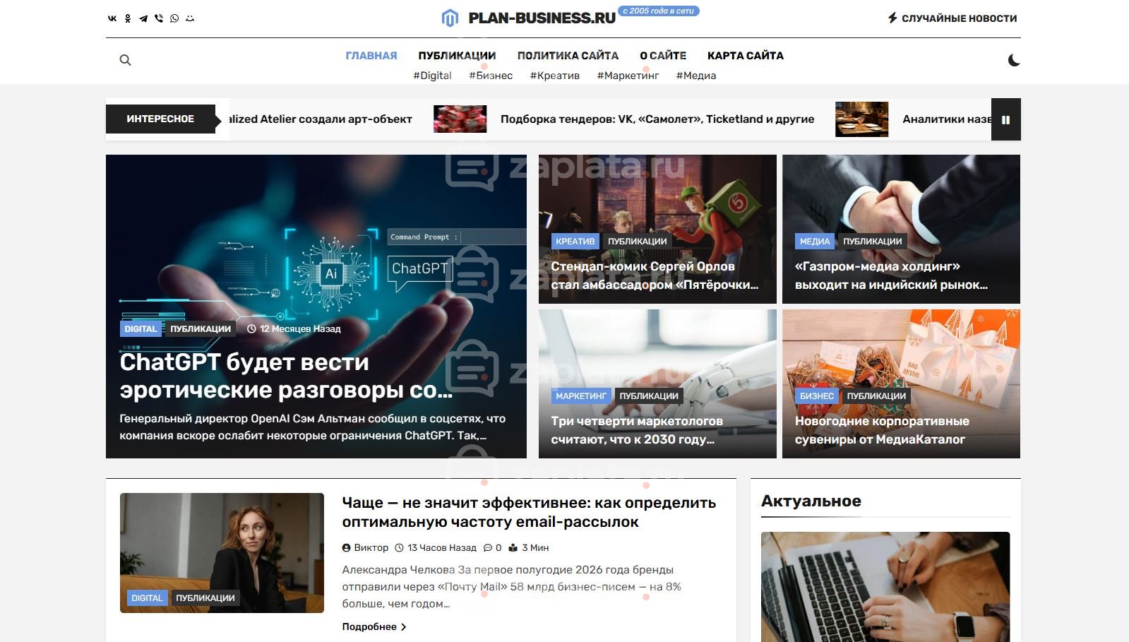 Бизнес портал. Домен 2005 года