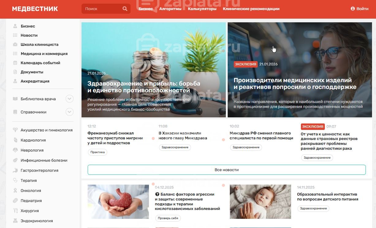 med Лента Wpgrabber для Медицинского новостного сайта medvestnikru 825 шт