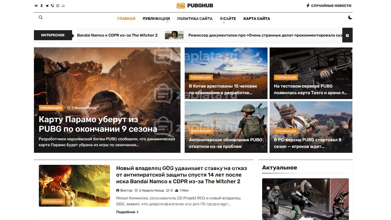Блог о PUBG автонаполняемый с доменом