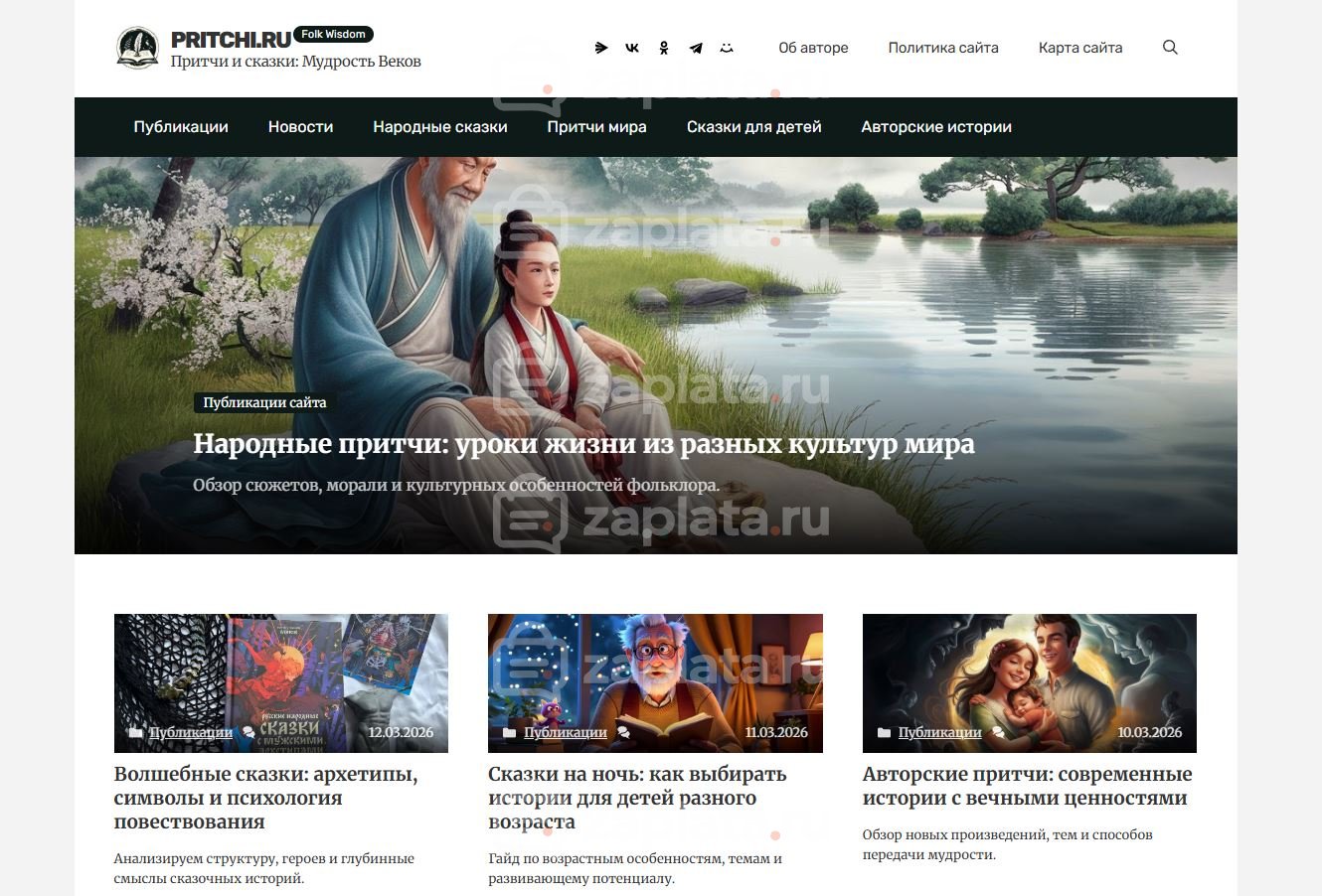 Блог с Притчами и сказками – Автонаполняемый